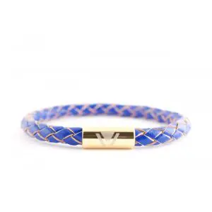 Ocean Blue 6mm Braided Leather Bracelet with Magnet Clasp